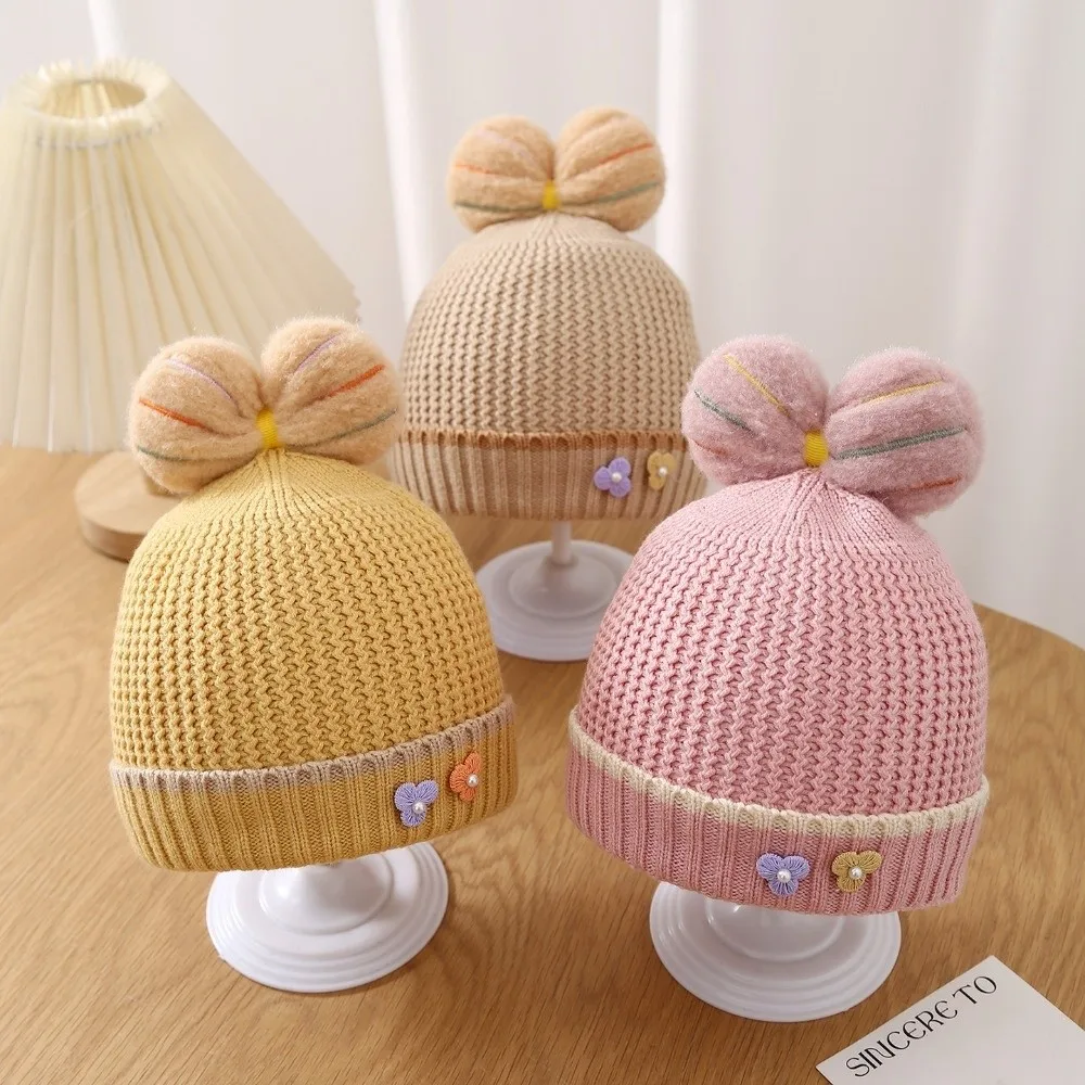 Polyester Fiber Baby Hat Warm Knitted Beanie for Winter