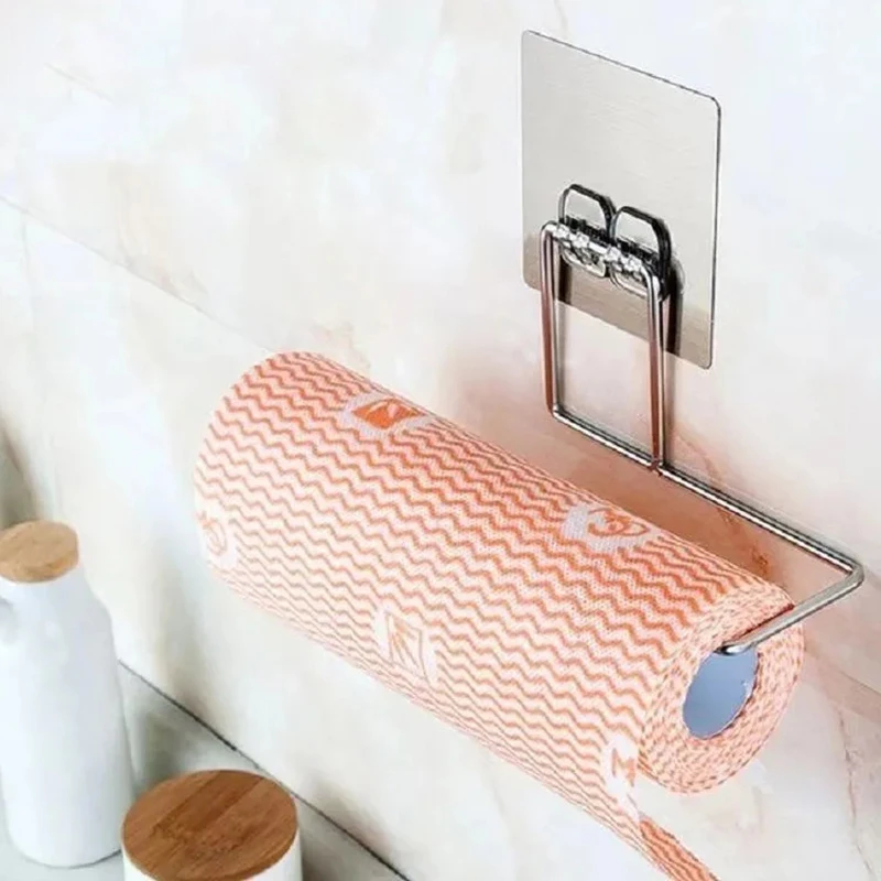 Adhesive Paper Towel Holder For Kitchen Napkin Rack Toilet Paper Holder Tissue Dispenser Cabinet Storage Bathroom Accessories