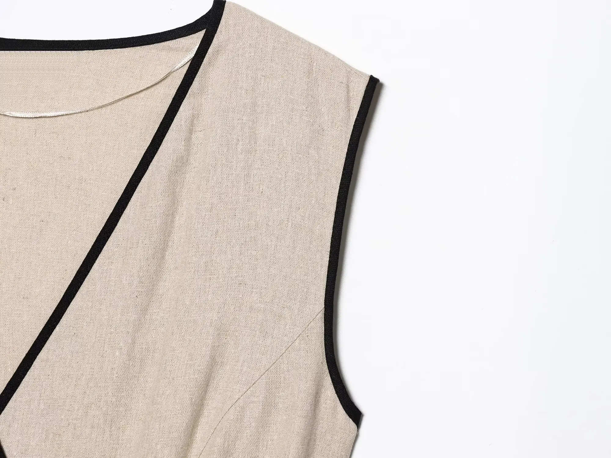 European and American style 2025 summer new style linen blended sleeveless dress with belt