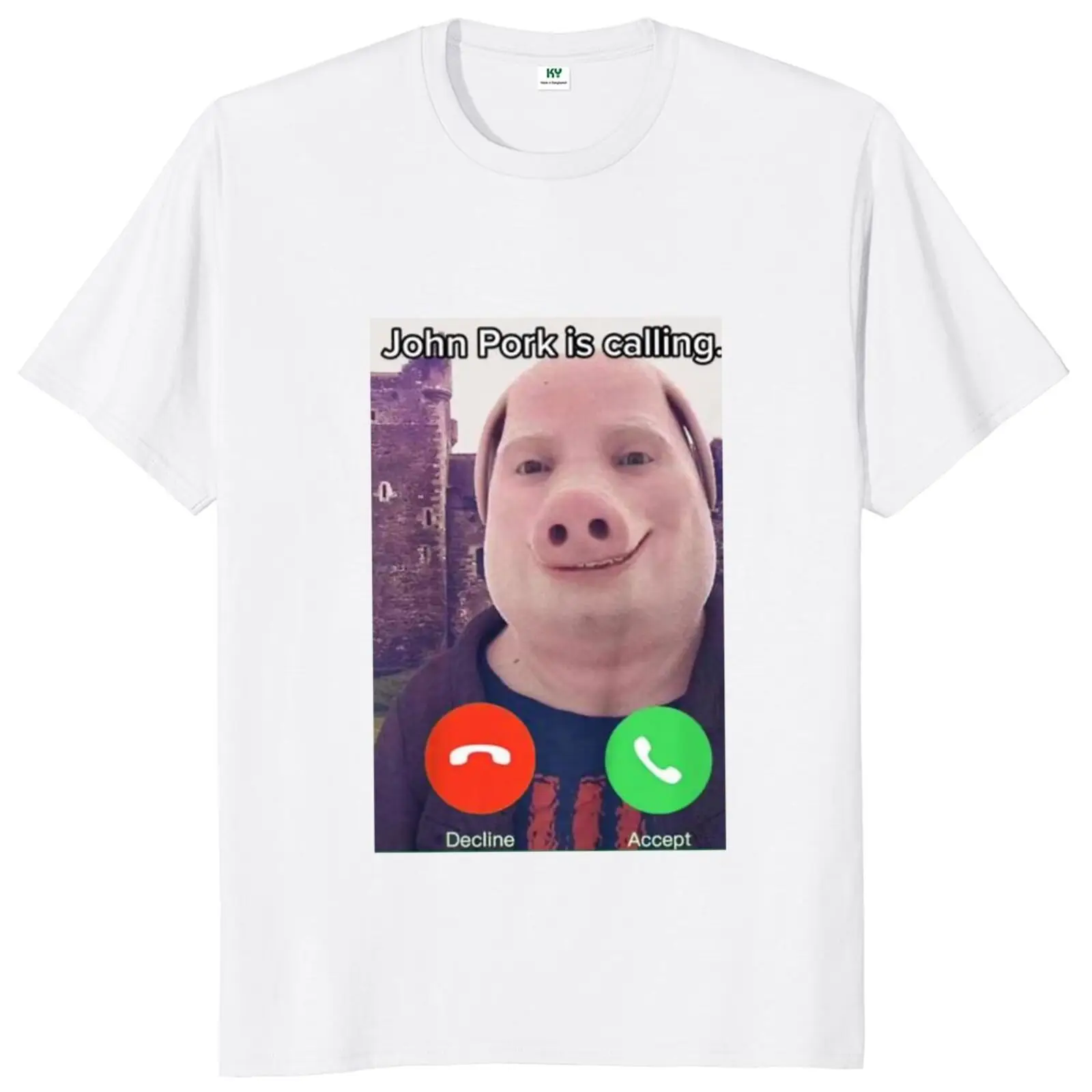 John Pork Is Calling T Shirt Vintage Funny Pig Meme Trend Humor Short  Sleeve O-neck 100% Cotton Unisex Summer Casual T-shirts