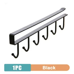 Multifunctional Kitchen Cabinet Mug and Sundries Organizer with Six Hooks - Black and White (G573A)