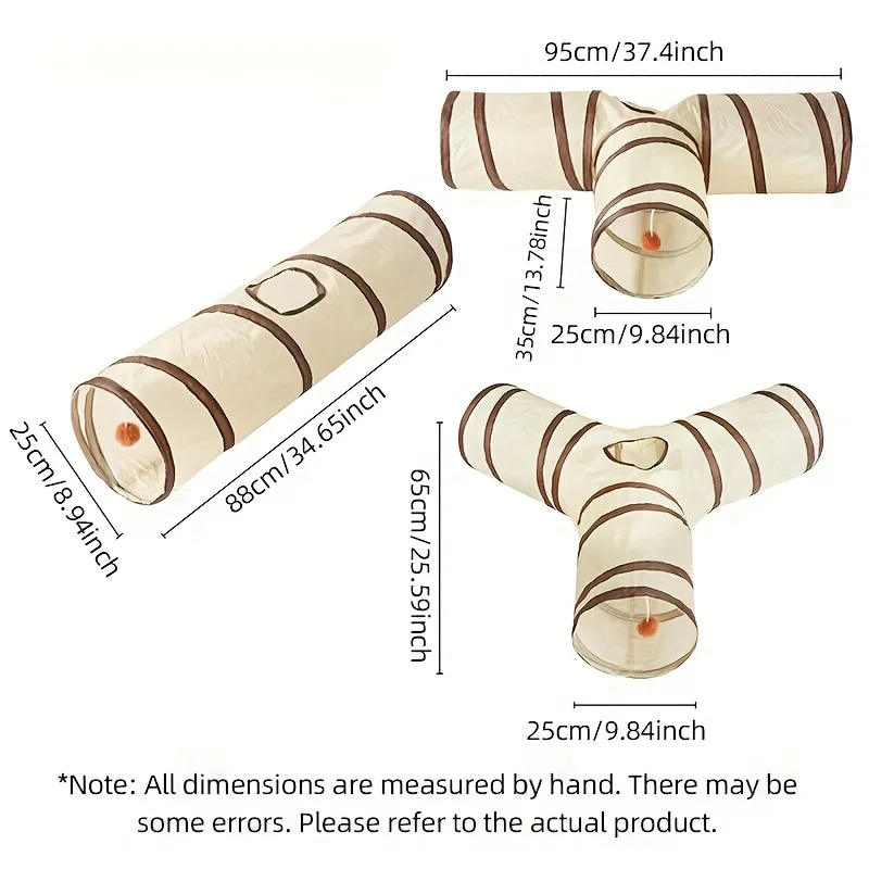Foldable Cat Play Tunnel Interactive Striped Toy For Kittens_voghion.com