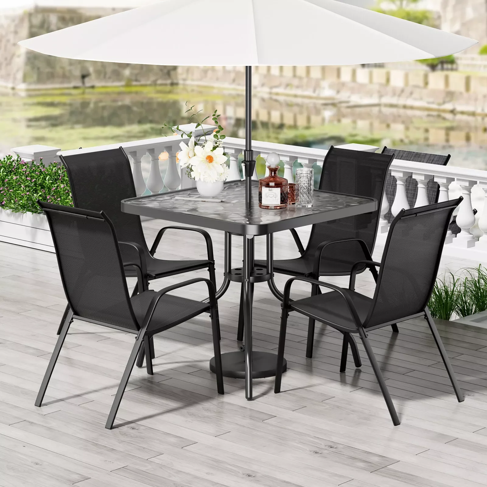 Patio Outdoor Dining Set 5 Piece, All Weather Furniture 2
