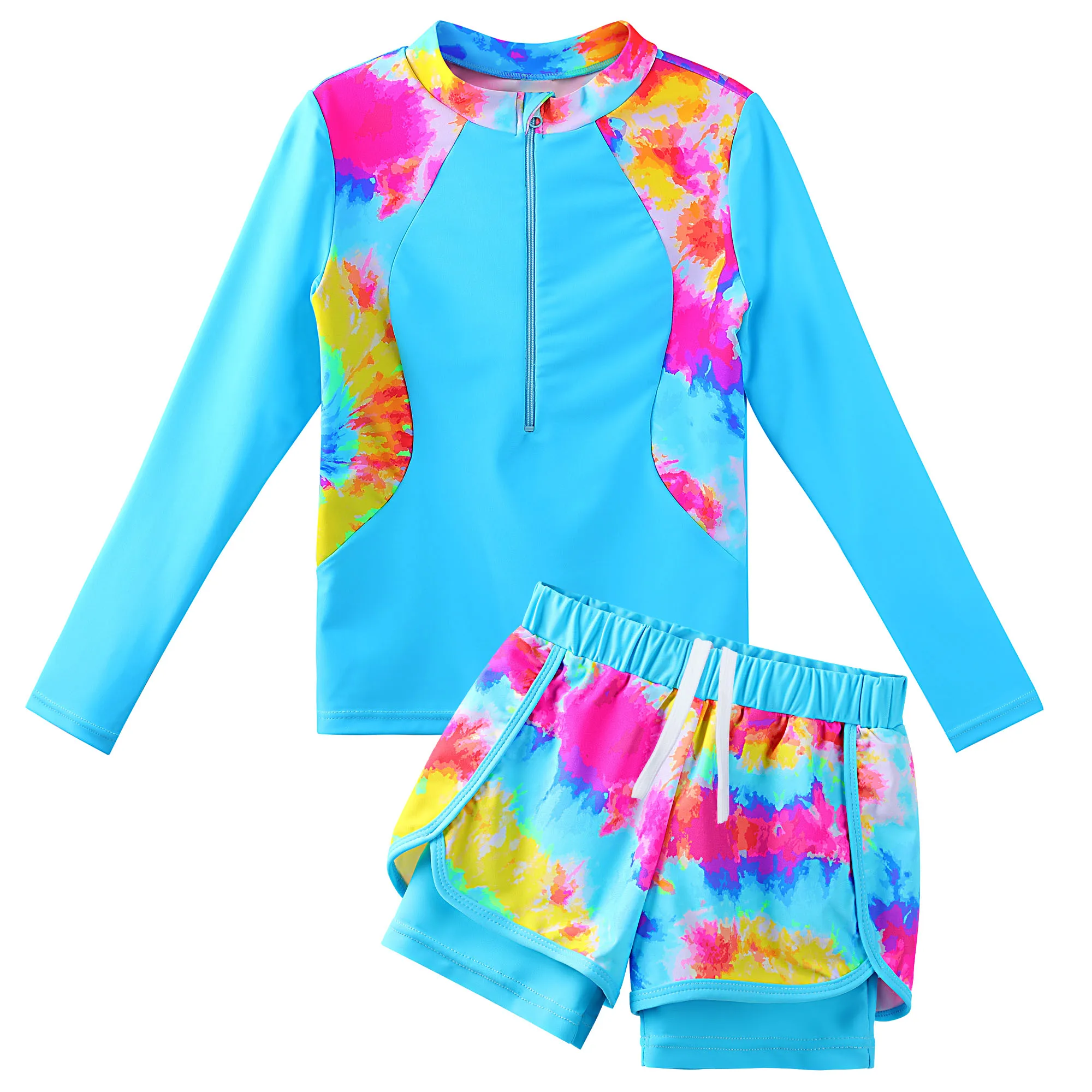 BAOHULU Langarm-Badeanzug für Mädchen mit UV 50+ Sonnenschutz, Tankini-Set mit Reißverschluss, Kinder-Surfanzug, Badeanzug – Detail 13