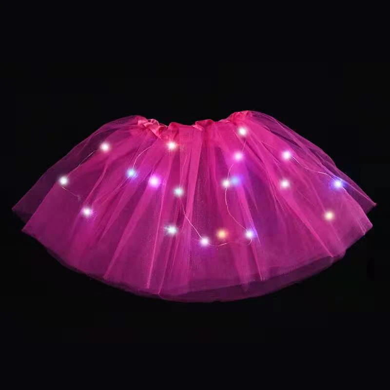 LED Glowing Light Tutu Skirts Fairy Costume Girl Kids Light Up Skirt Wedding Birthday Party 30cm Cosplay Princess Tutu Skirts