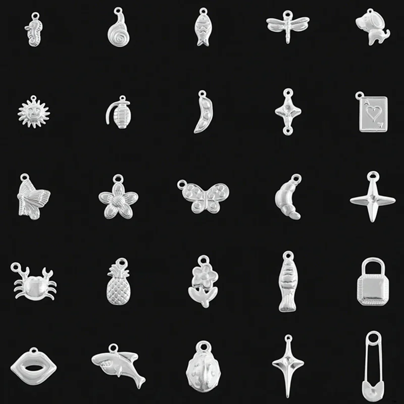 5 Stück Kawaii Charm Blume Stern Krabbe Edelstahl Anhänger für Schmuckherstellung Zubehör Verschiedene Mini Charms in großen Mengen DIY Finden