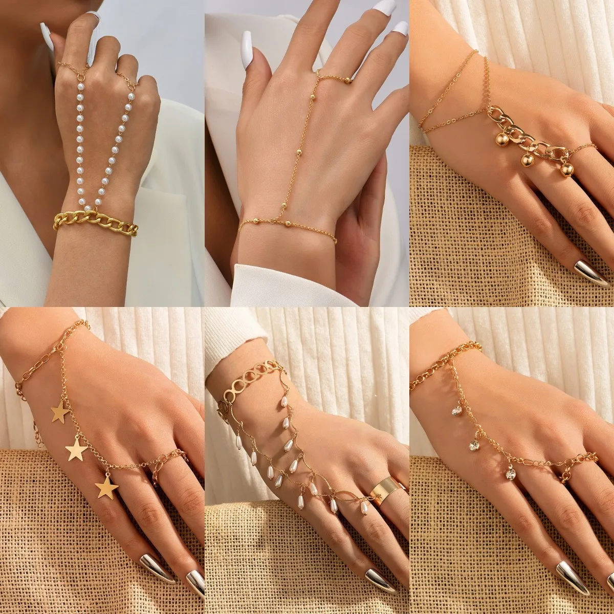 Ring Bracelet Chain Connected | Ring Bracelet Butterfly Rings - Link Chain  Bracelet - Aliexpress