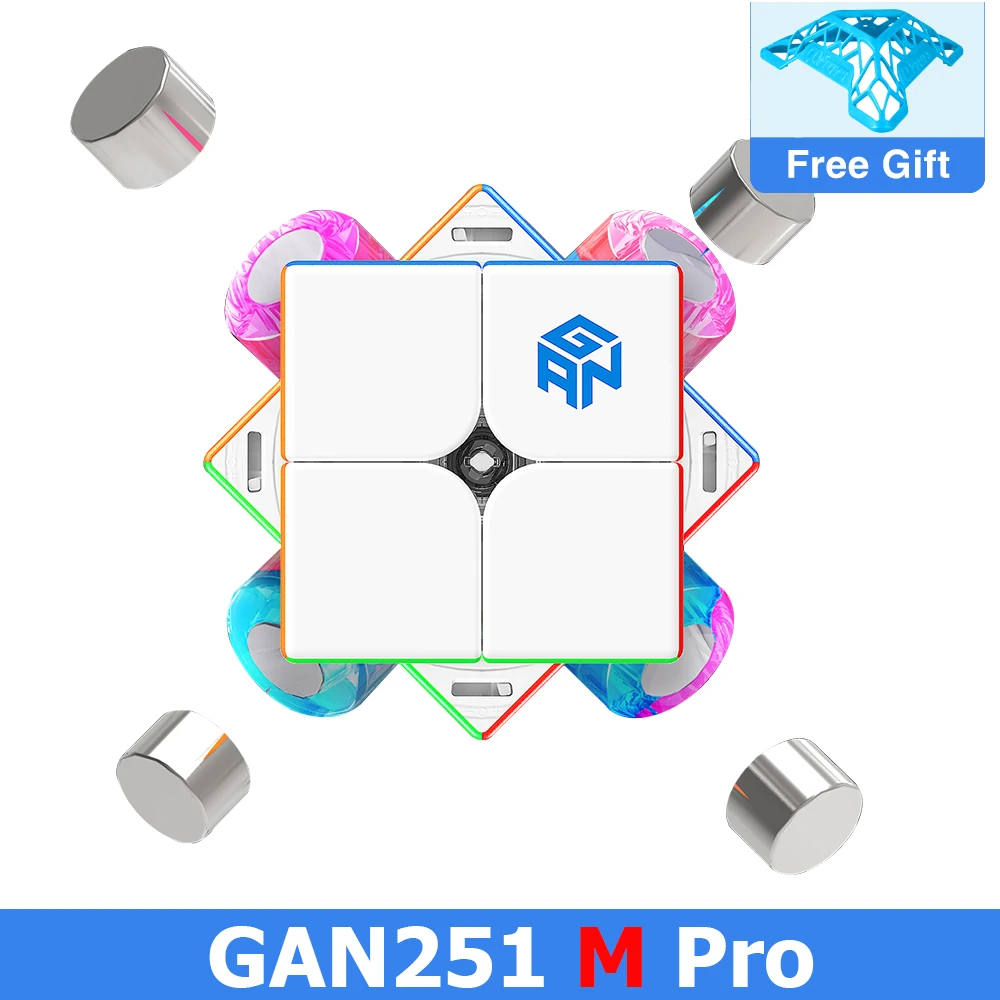 Gan 251 M Pro Air Leap 2X2 Magnetic Speed Cube Professional Gancube 251 M 2X2X2 Mangetic Cubo Puzzle Gan251 Magic Cube