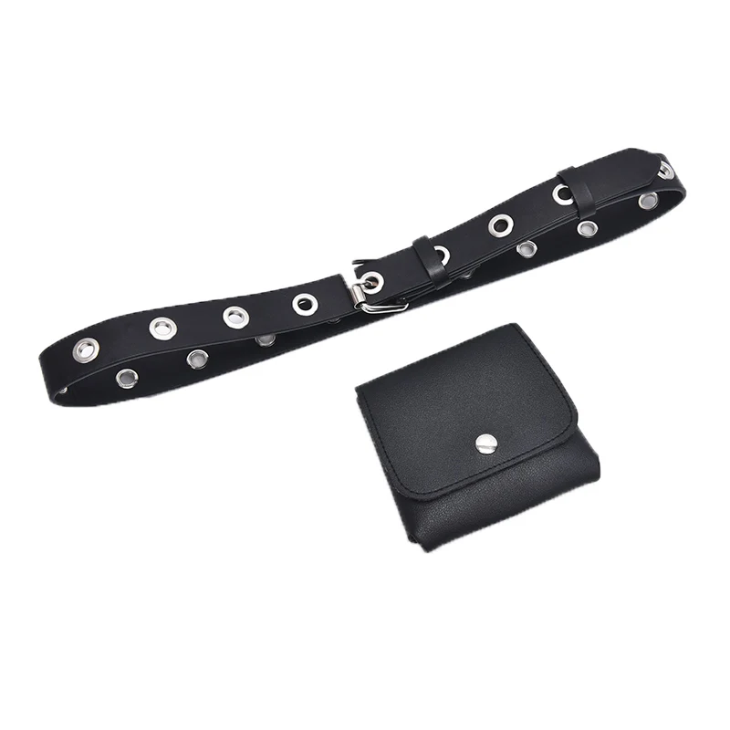 

Fashion 1pcTrousers Pin Buckle Black Willow Nail Waist Full Grommet Punk Belts PU Leather Belt Jeans Female 4 styles Female Male