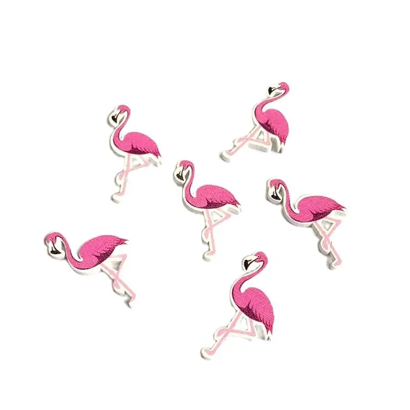 EXCEART 50pcs Wooden Flamingo Buttons – Pink Animal Flatback Decor For DIY, Scrapbooking, Sewing - View #8