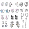 925 Sterling Silver Butterfly Cat Kitty Unicorn Flower Dog Paw Hoop Earring Girl Women Child Baby Daughter Wife Birthday Brincos 1