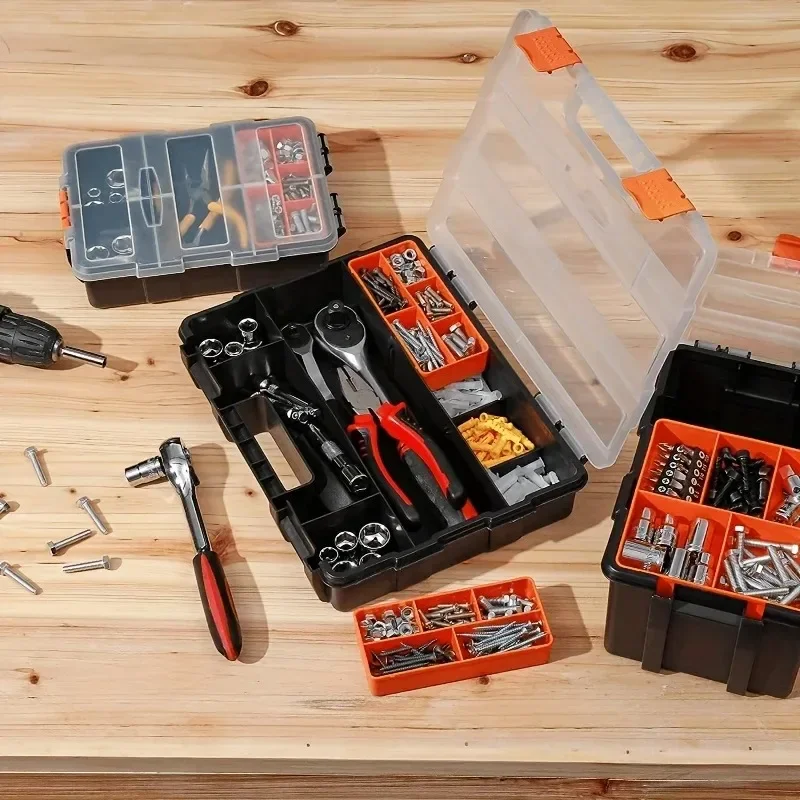 Portable Parts Box Screws Storage Box Hardware Toolbox Multi-Grid Plastic Detachable Tool Organizer Sorting Accessories Case