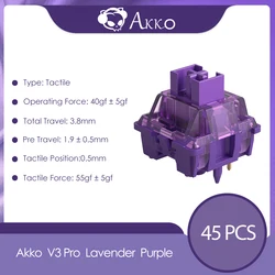 Lavender Purple Tactile Switches, 5 Pin, 40gf (45 pcs) (1 Box(45pcs))