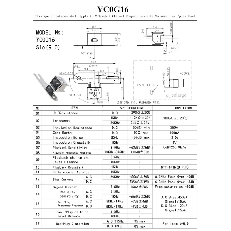 20CB Single/Dual/Four Channel Magnetic for Head YCOG16/YBBS09/HS4211/ES4201/YC4206