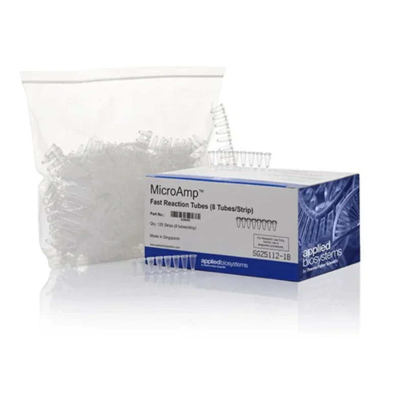 125 Strip Fast Reaction Tubes(8 Tubes/strip) ABI 0.1/0.2ml Lab Fluorescent Quantitative PCR Tubes