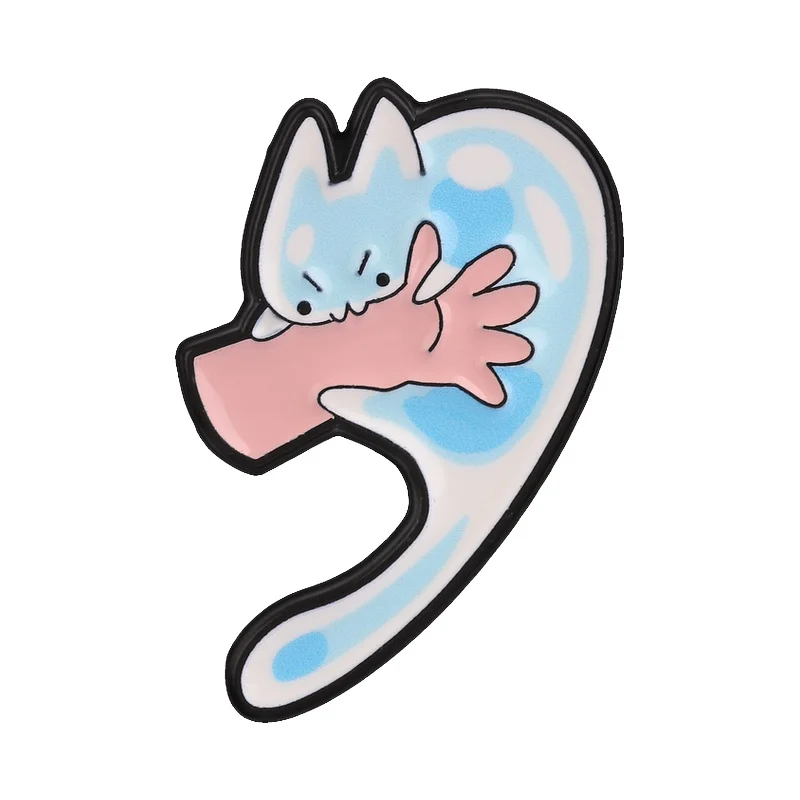 Adorable Blue Spotted Slime Cat Enamel Pin - Kawaii Cartoon Kitten Brooch