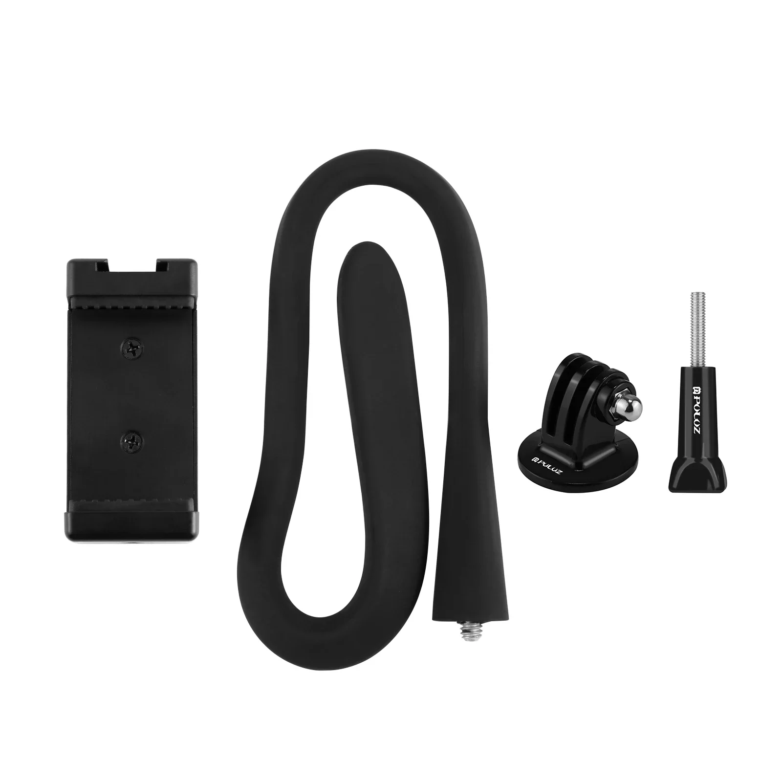 PULUZ 실리콘 유연한 클립 마운트 거치대, 휴대폰 클램프 포함, 휴대폰, GoPro (검정색)