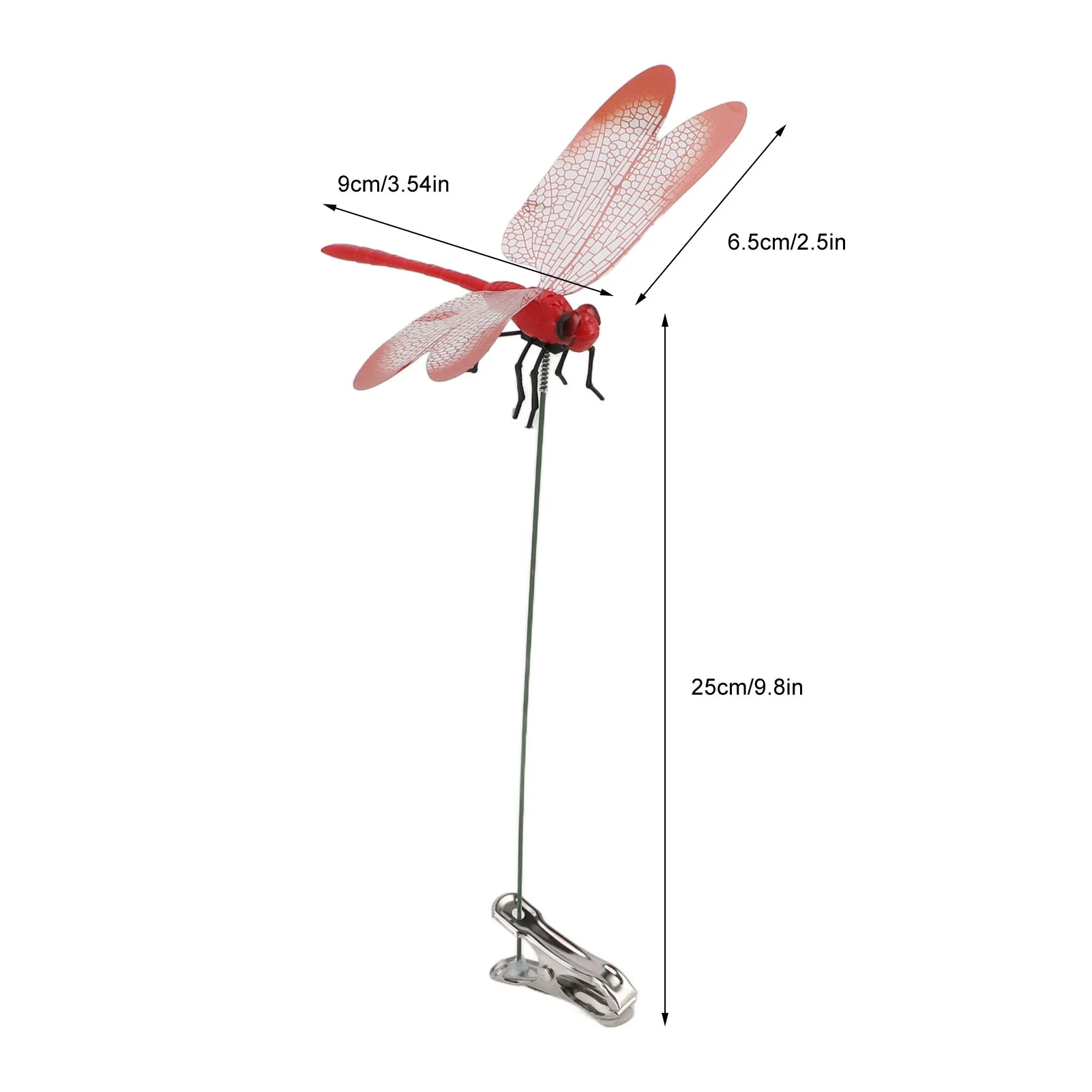 Fake Dragonfly Pole Clips Decorative Waterproof PVC Dragon Fly Clip Simple Clamp 3D for Lawn Garden