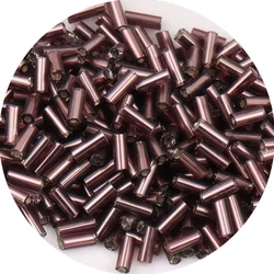 Premium Silver Core Glass Tube Beads for DIY Embroidery and Crafts (15 Korean Purple)
