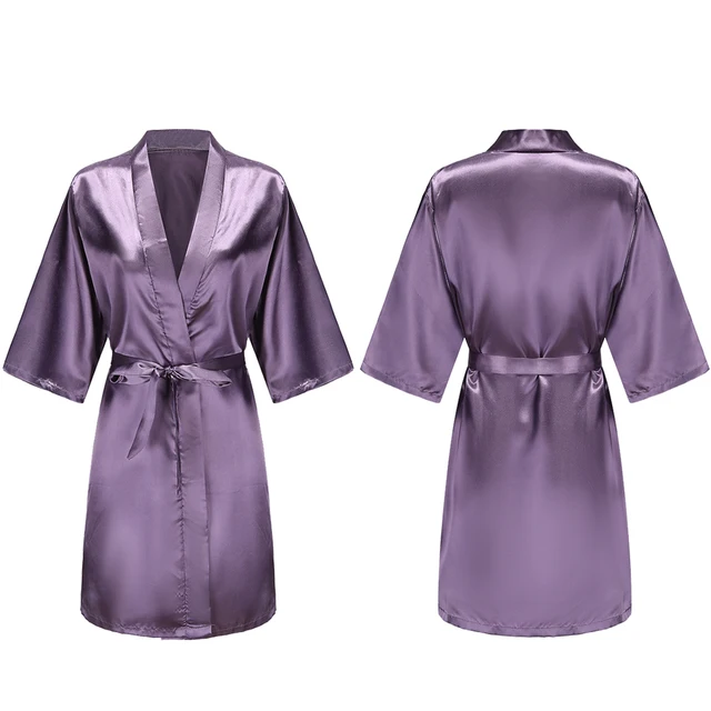 Robes courtes et soyeuses pour femmes, en Satin, pour demoiselle d'honneur, fête de mariée, vêtements de nuit