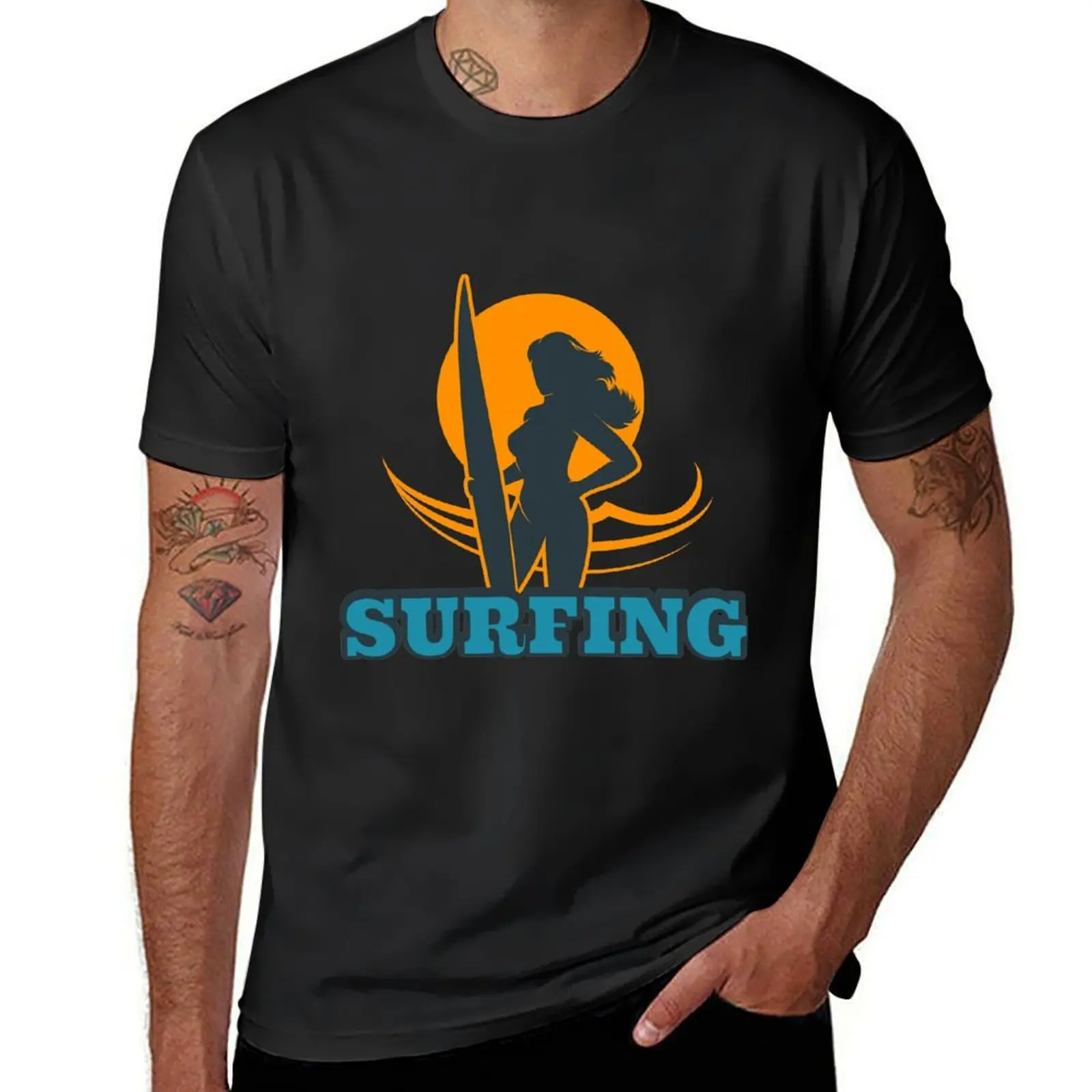 

Surfing Colorful Emblem T-Shirt sports fans summer clothes aesthetic clothes hippie clothes Men's clothing