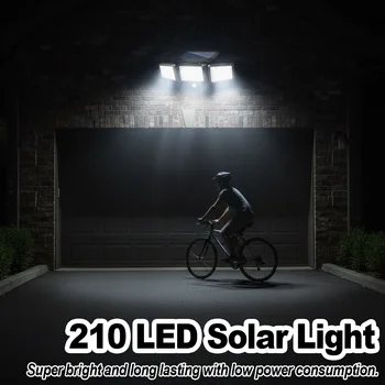 ไฟติดผนังโซลาร์เซลล์ 3 หัว LED มุมกว้าง ไฟส่องสว่างกลางแจ้ง พร้อมรีโมทคอนโทรล กันน้ำ สำหรับสวนภายนอกอาคาร เพื่อความปลอดภัย 1