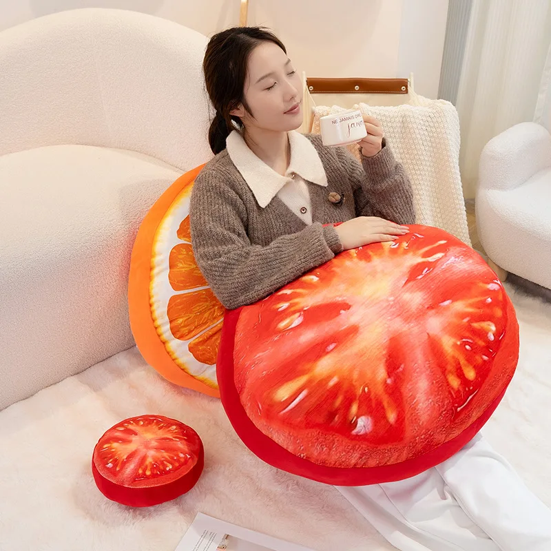 10/20cm 과일 플러시 베개 오렌지 키위 토마토 원형 쿠션 시뮬레이션 플러시 소파 홈 데코 선물