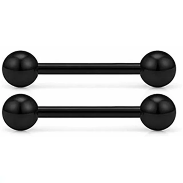 2pcs Black Surgical Steel Nipple Ring Sexy Nipple Piercing Barbell
