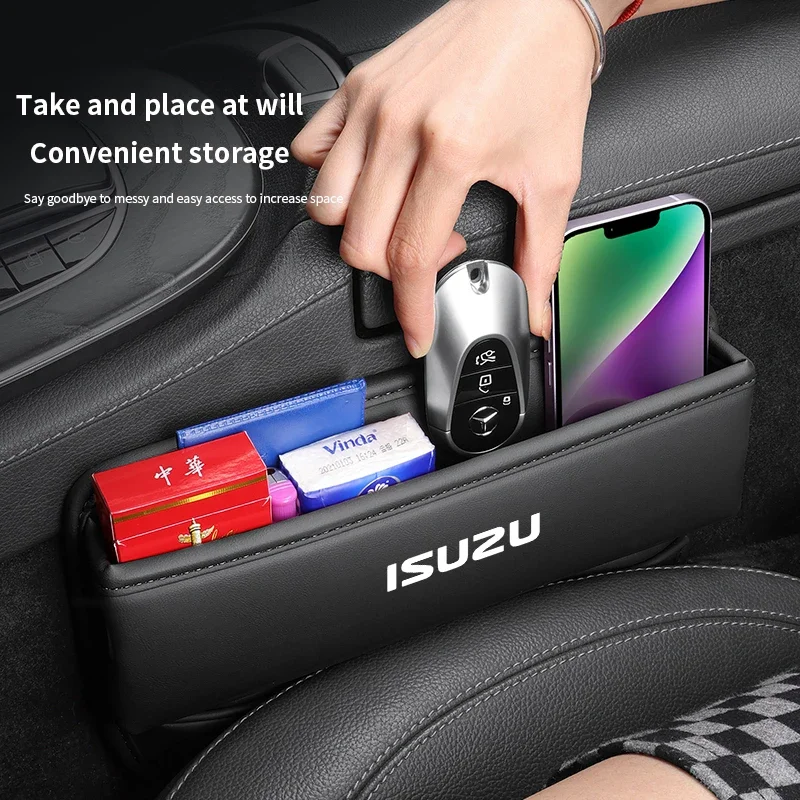 ISUZU D-MAX V-CROSS Mu-X TAGA용 가죽 카시트, 갭 틈새 슬롯 보관함, 정리함 자동차 인테리어 액세서리