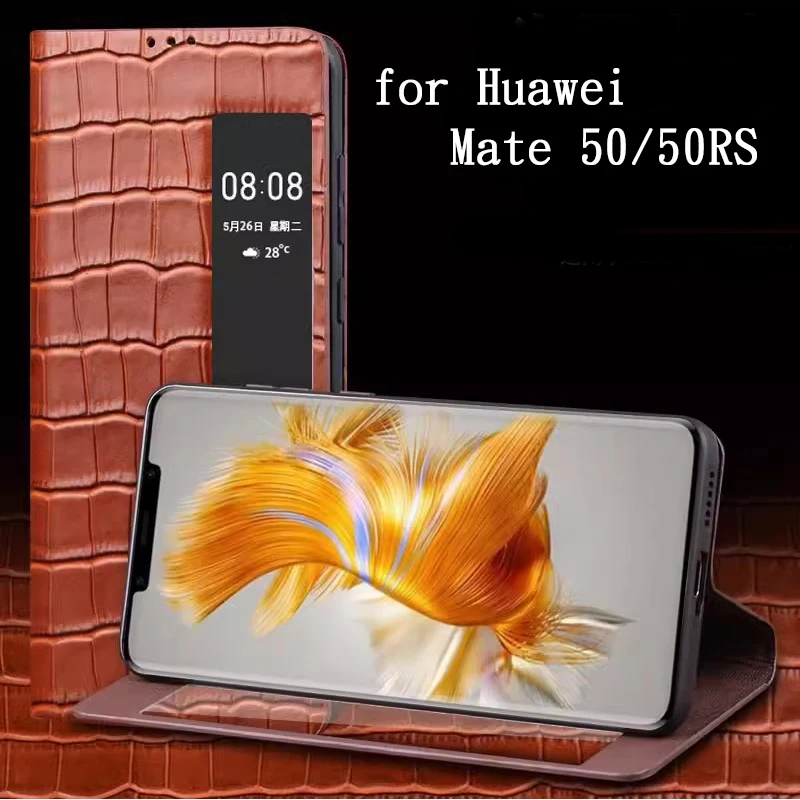 

Чехол для смартфона Huawei Mate 50/50RS, складной чехол из натуральной кожи для Huawei Mate40RS, Mate 40