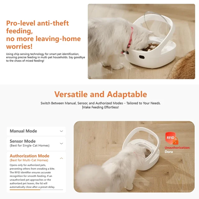Smart Pet Feeder Sensor Recognition Automatic Cat Feeder With WIFI App Control Accurate Pet Food Dispenser Anti-snatch Feeder 5