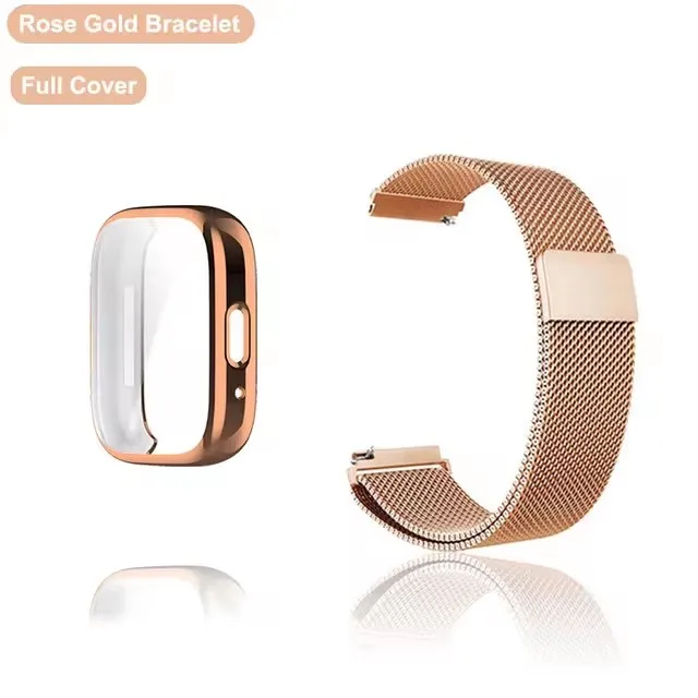 Metal Strap with Case and Screen Protector - Magnetic Loop Watchband Bracelet
