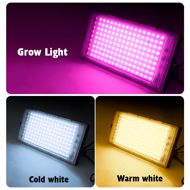 LED Grow Light Phyto Lamp 220V 50W 100W Led Full Spectrum Floodlight Indoor Outdoor Greenhouse Plant Hydroponic Plant Spotlight