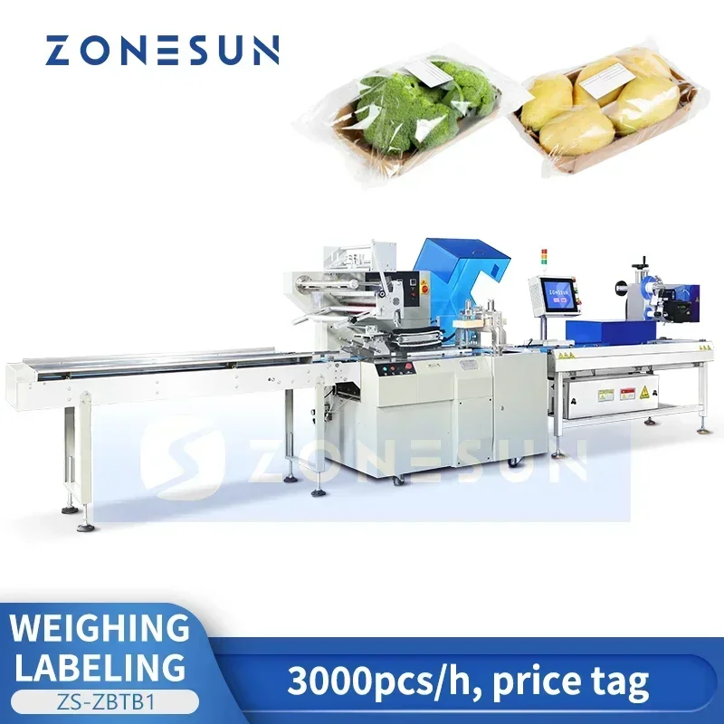 Zonesun ZS-ZBTB1 Horizontal Flow Wrapper with Weigh Price Labeler: Real ...