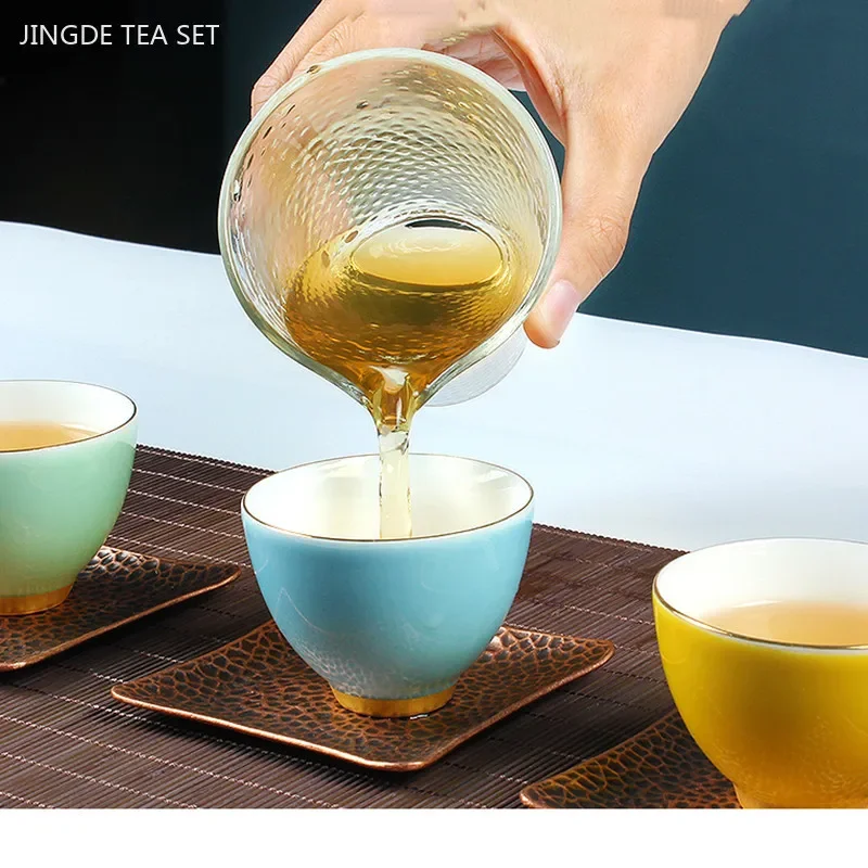 6pcs/50ml Exquisite Ceramic Tea Cup Set Chinese Zen Master Cup Handmade Beauty Portable Teacup Custom Ceramic Tea Set