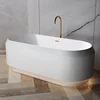 Freestanding Bathtub, Modern Minimalist Style Contemporary Soaking Tub With Brushed Nickel Overflow And Drain 5