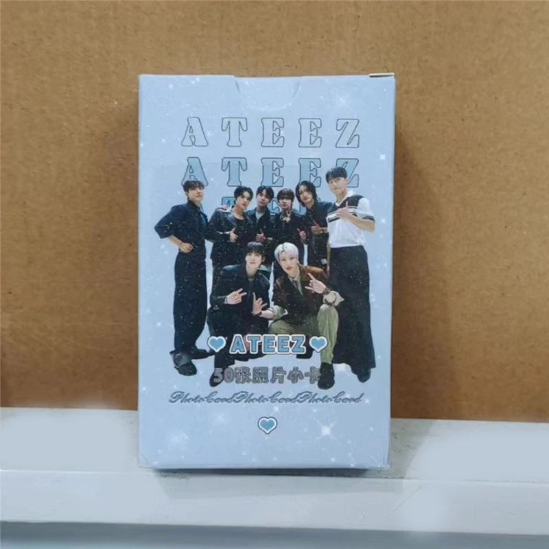 Kpop ATEEZ Laser Card Album GOLDEN HOUR Part 1 Lomo Card Photo Fan Favorite Gift Hongjoong Yeosang Postcard 55PCS lomo cards album cards