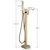 Matte Black Square Bathtub Shower Faucets Floor Standing Faucet Hot Cold Water Shower Mixer Tap Bathroom Waterfall Mixer 2