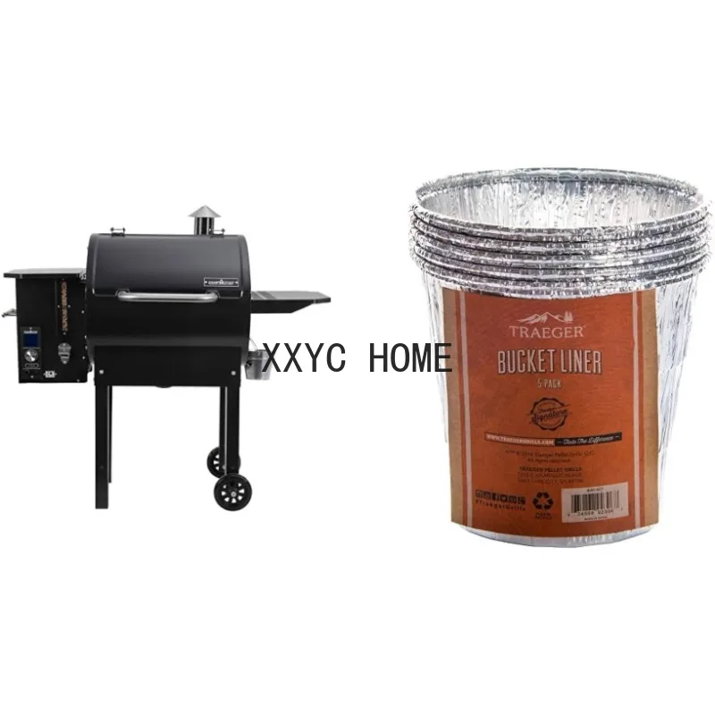 

Дымчатый гриль для гранул SmokePro DLX с новым цифровым контроллером PID Gen 2-черный и лайнер-ведро для смазки Traeger 5 шт. в упаковке