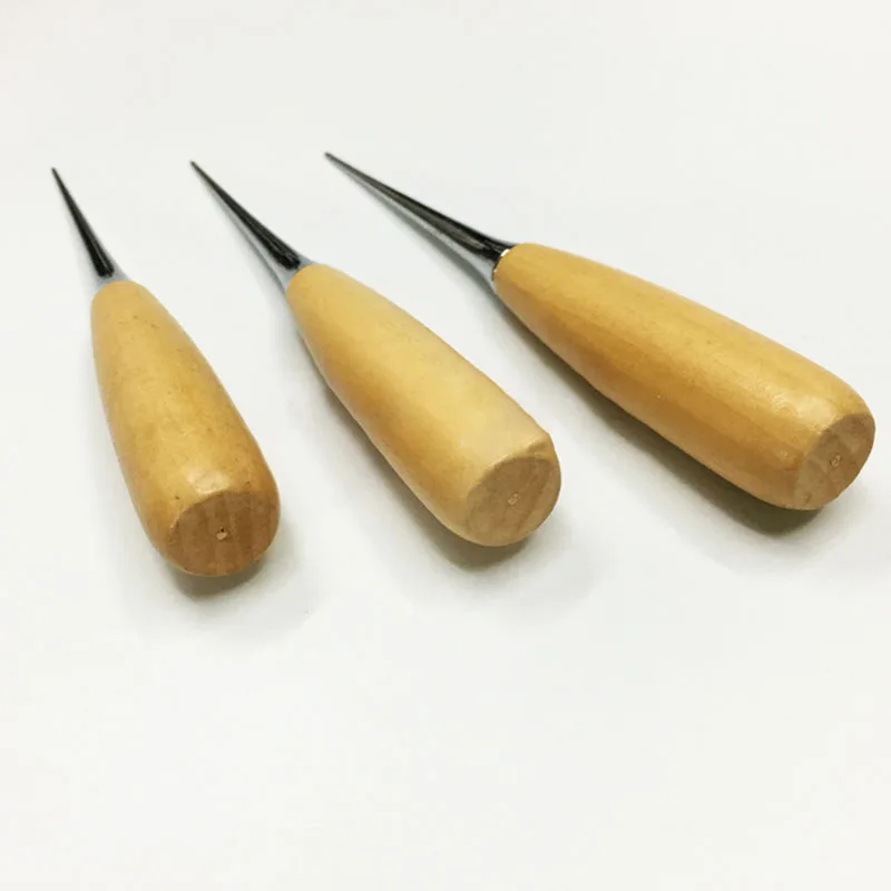 Leather Sewing Kit Wooden Handle Awl Tools DIY Leather Sewing Awl Needle Leather Craft Punch Hole Tool Tent Shoes Repairing Tool 5