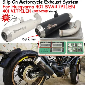 Slip-On For Husqvarna Svartpilen 401 Vitpilen 401 2017-2019 Motorcycle Exhaust Systems Mid Link Pipe Motocross Muffler DB Killer
