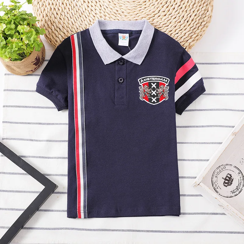 

2023 baby Boys Polo Shirt Summer Childrens Short sleeve Tops pattern Embroidery t shirt Kids single layer Girls Tees Polo Shirt