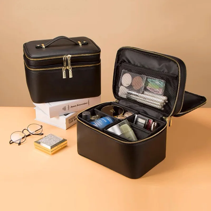 Trousse De Maquillage Voyage Yotlein - Grande Capacité Imperméable PU - Poignée - Dimensions 25x12x12 Cm - 12