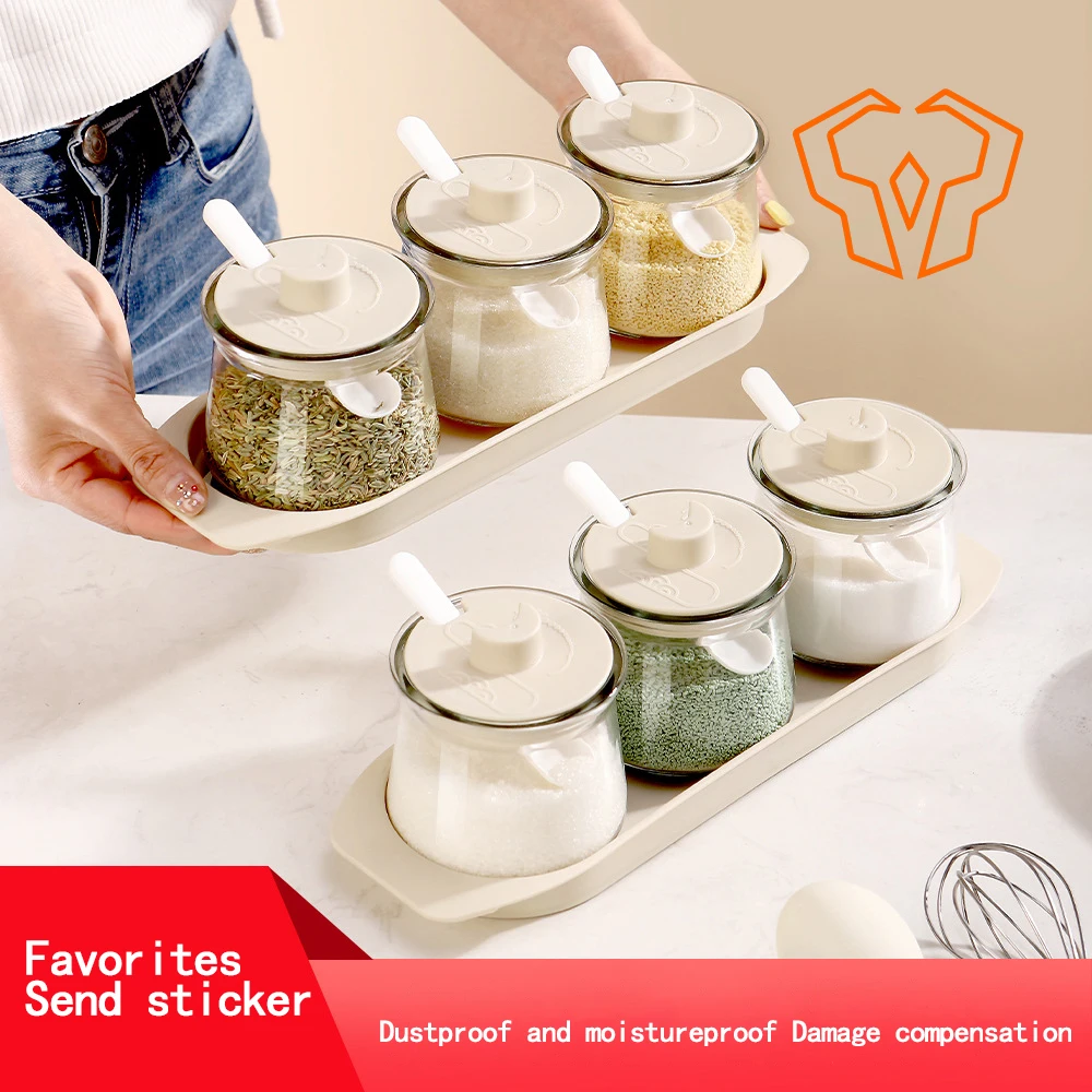 Glass Seasoning Bottle Jar Household Kitchen Specific Seasoning Box Light Luxury Storage Packaging Combination Set