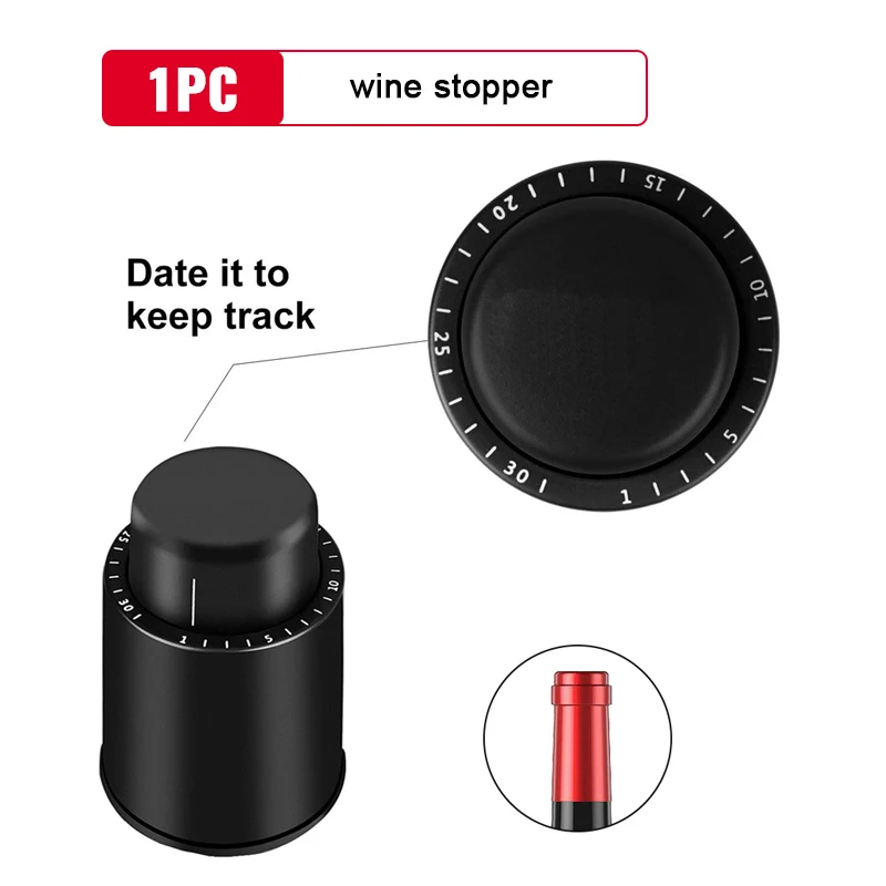 Comprar Nuevos tapones de vino al vacío, tapones reutilizables para botellas  de champán, juego de tapas selladoras para vino, preservador a prueba de  fugas para herramientas de tapón de vino