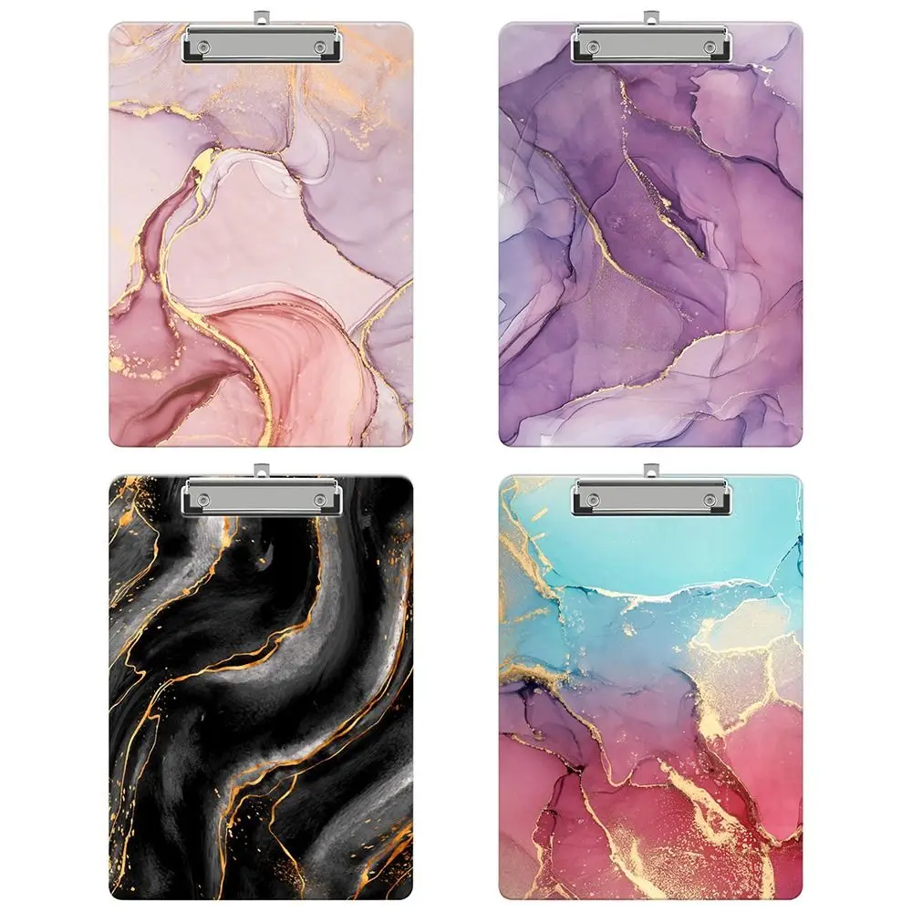 

Student Supplies Acrylic Clipboards Universal Marble Pattern Mental Clip Writing Clip Board Colored Office Clipboard