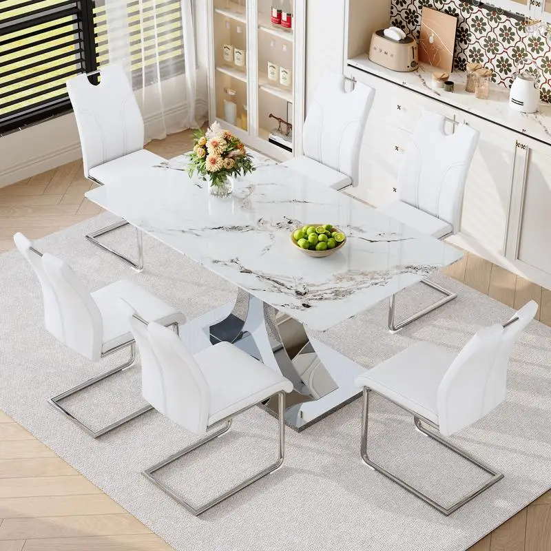 Glass Dining Table Chair Set 4