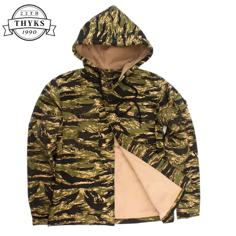

Мужская камуфляжная толстовка с капюшоном, хлопковая куртка в стиле милитари, тактика, золотая, тигровая, полосатая, плотная, флисовая форма, повседневное пальто с несколькими карманами