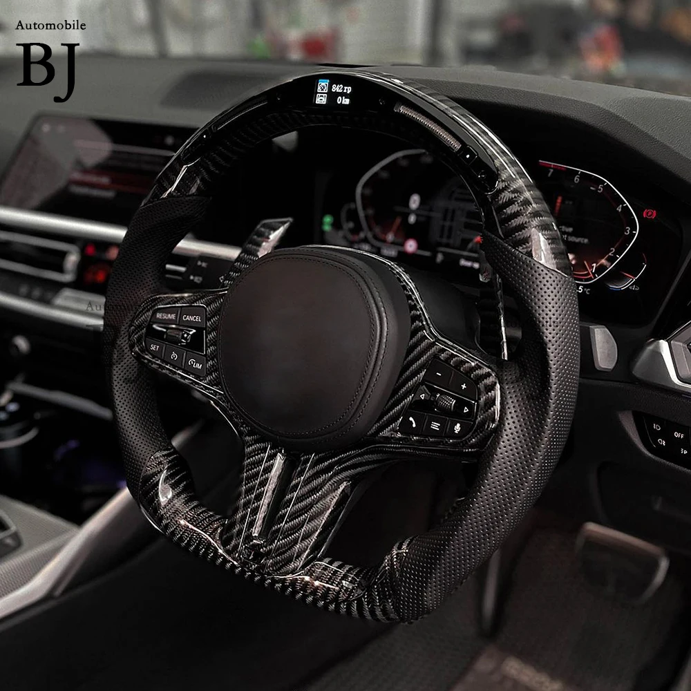 LED Steering Wheel Fit For BMW M1 M2 M3 M4 M5 G Series F40 F44 G20 G21 G28 G22 G29 G80 Carbon Fiber Customized Sport Wheel 2