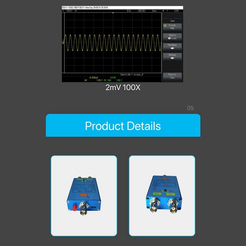 10m Largeur Oscilloscope Sonde différentielle Gain Split Amplificateur